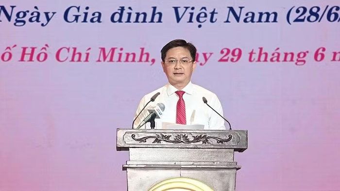 Ông Nguyễn Mạnh Cường, Phó Chủ tịch Ủy ban nhân dân Thành phố Hồ Chí Minh phát biểu tại chương trình. (Ảnh: Quốc Thanh)