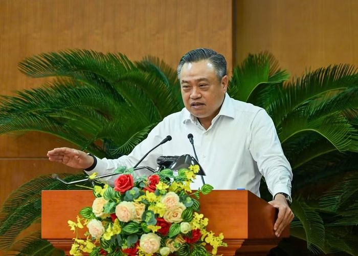  Chủ nhiệm Ủy ban Kiểm tra Trung ương Trần Sỹ Thanh phát biểu chỉ đạo, kết luận hội nghị. (Ảnh: DUY LINH) 
