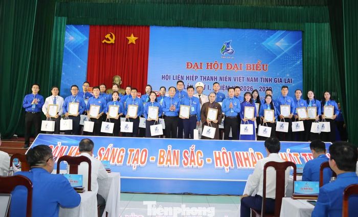 Tặng quà tri ân các anh, chị Ủy viên Ủy ban Hội LHTN Việt Nam tỉnh Bình Định và Gia Lai (cũ) không tiếp tục tham gia công tác Hội. Ảnh: Trương Định.