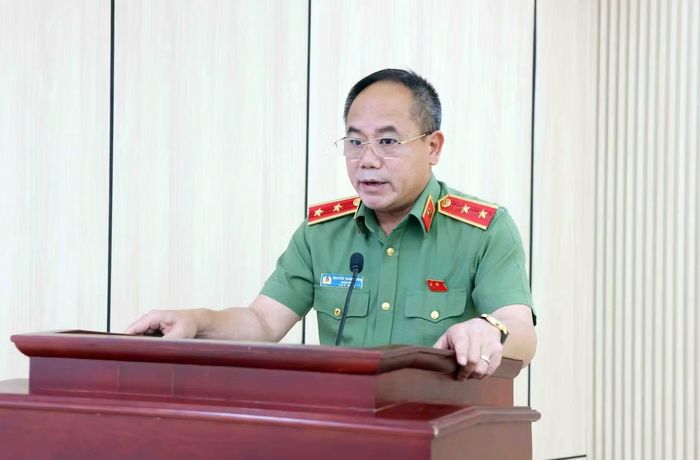 Trung tướng Nguyễn Thanh Tùng - Giám đốc Công an TP Hà Nội phát biểu.