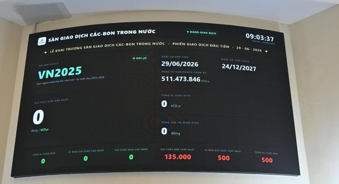 Phiên giao dịch đầu tiên của sàn giao dịch carbon trong nước. Ảnh: VNX