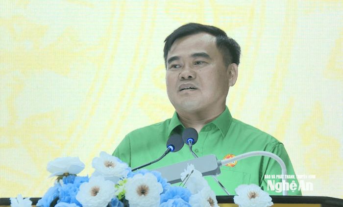 Ông Nguyễn Viết Hùng - Chủ tịch Hội Nông dân tỉnh phát biểu. Ảnh: TN