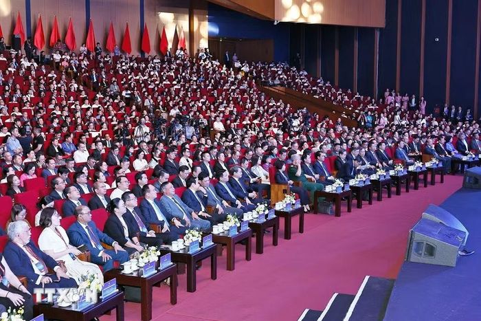 Chủ tịch Quốc hội Trần Thanh Mẫn và đại biểu dự Hội nghị. (Ảnh: Doãn Tấn/TTXVN)