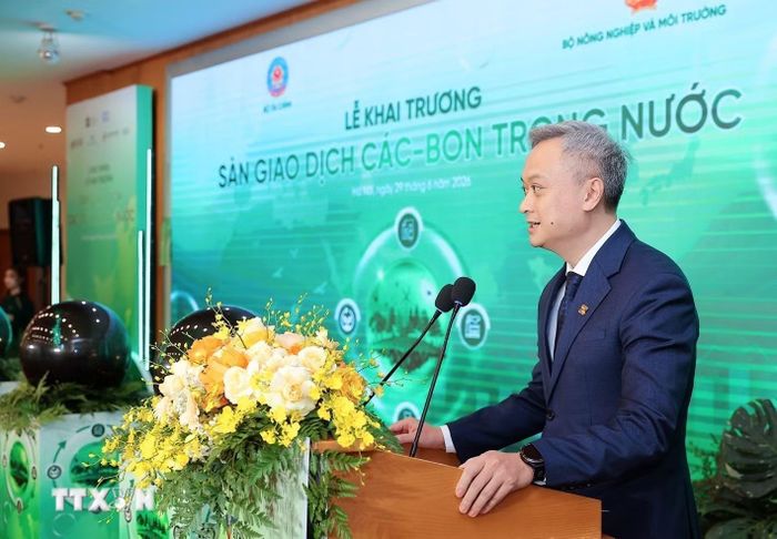 Ông Nguyễn Anh Phong, Chủ tịch Sở Giao dịch Chứng khoán Hà Nội (HNX) phát biểu. (Ảnh: Phạm Tuấn Anh/TTXVN)