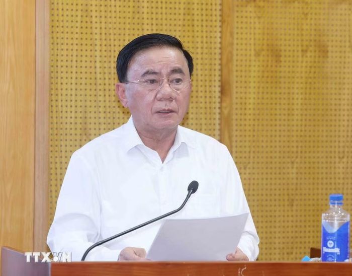 Đồng chí Trần Cẩm Tú, Ủy viên Bộ Chính trị, Thường trực Ban Bí thư, Trưởng Ban Chỉ đạo 35 Trung ương phát biểu chỉ đạo hội nghị. (Ảnh: Phương Hoa/TTXVN)