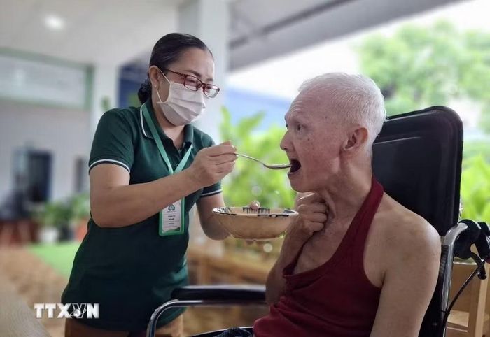 Chăm sóc người cao tuổi. (Ảnh: TTXVN phát)