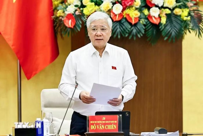 Ủy viên Bộ Chính trị, Phó Bí thư Thường trực Đảng ủy Quốc hội, Phó Chủ tịch Thường trực Quốc hội Đỗ Văn Chiến phát biểu. (Ảnh: Doãn Tấn/TTXVN)