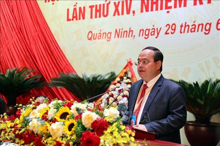 Ông Quản Minh Cường, Bí thư Tỉnh ủy Quảng Ninh phát biểu tại Đại hội.