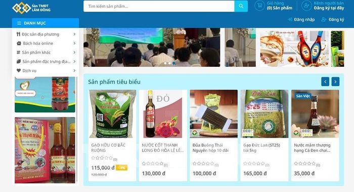 Giao diện sàn thương mại điện tử của tỉnh Lâm Đồng tại địa chỉ http://sanphamdiaphuong.com.vn kết nối sản phẩm của doanh nghiệp, hợp tác xã và chủ thể OCOP với người tiêu dùng. Ảnh: TTXVN phát