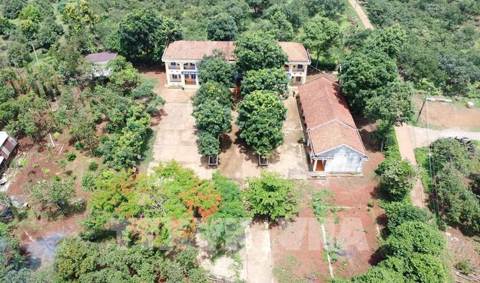 Nhiều dãy phòng học Trường Tiểu học Tô Vĩnh Diện được xây dựng từ giai đoạn 2000 - 2005 đã xuống cấp nghiêm trọng, mái ngói mục nát, thường xuyên dột mỗi khi mưa lớn. Ảnh: Đậu Tất Thành – TTXVN 