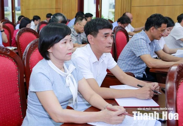 Đại biểu dự hội nghị tại điểm cầu Thanh Hóa.