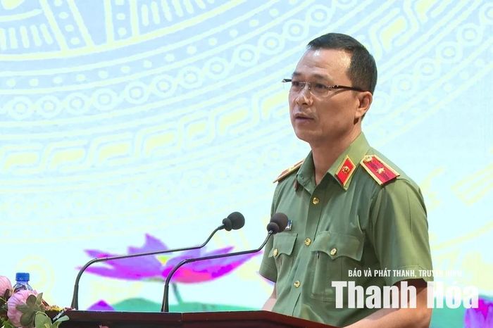 Thiếu tướng Tô Anh Dũng, Giám đốc Công an tỉnh phát biểu chỉ đạo tại lễ ra mắt mô hình.