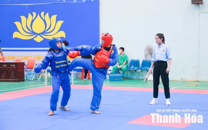 Các vận động viên tranh tài ở môn Vovinam trong khuôn khổ Đại hội TDTT tỉnh Thanh Hóa lần thứ X.