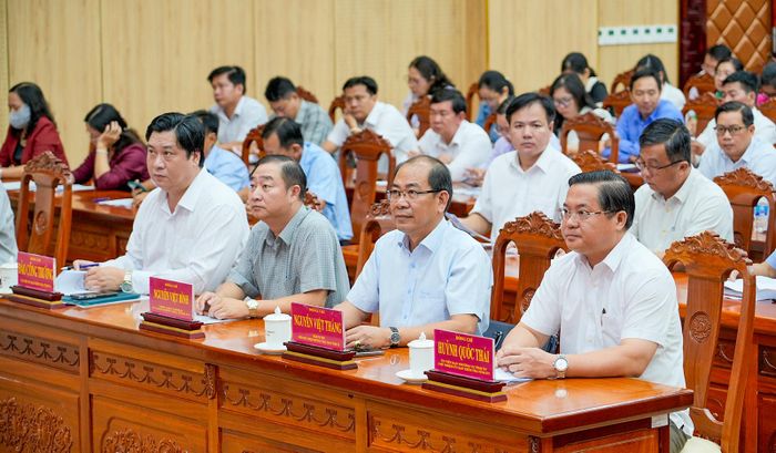 Đại biểu dự hội nghị tại điểm cầu Tỉnh ủy An Giang.