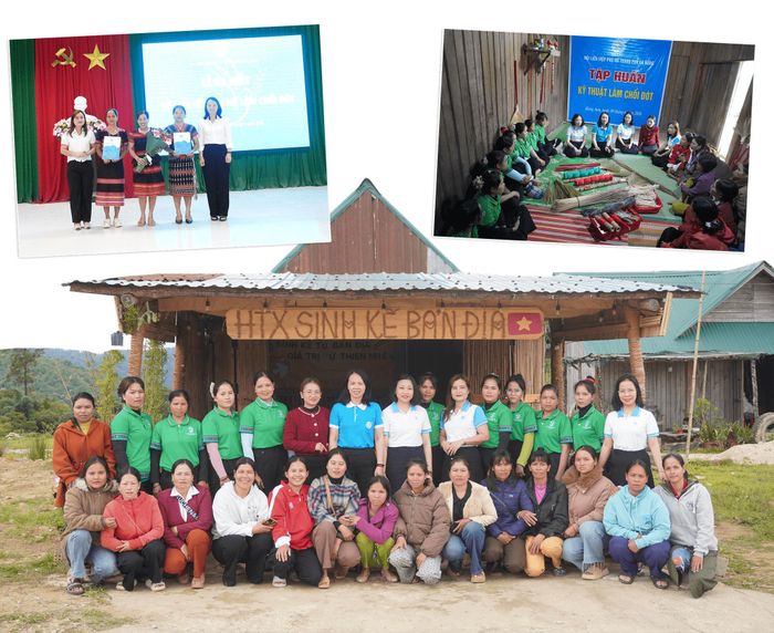 Lễ ra mắt và tập huấn kỹ thuật cho 2 "Tổ liên kết phụ làm chổi đốt" tại các thôn Aring và Voong. Ảnh: PHAN VINH