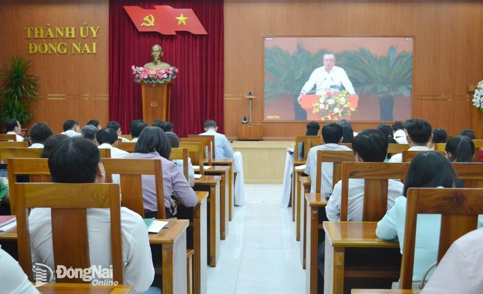 Quang cảnh hội nghị tại điểm cầu Đồng Nai. Ảnh: Phương Hằng
