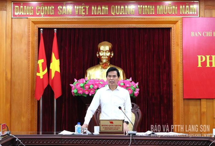 Đồng chí Hoàng Quốc Khánh, Ủy viên Trung ương Đảng, Bí thư Tỉnh ủy, Trưởng BCĐ phòng, chống tham nhũng, lãng phí, tiêu cực tỉnh phát biểu kết luận phiên họp