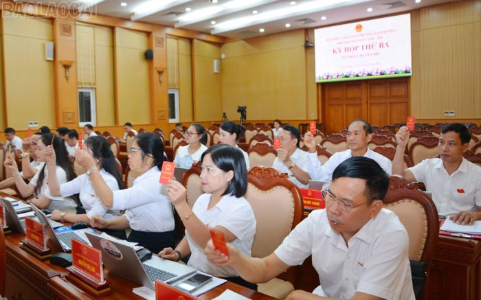 Đại biểu biểu quyết thông qua nghị quyết kỳ họp.