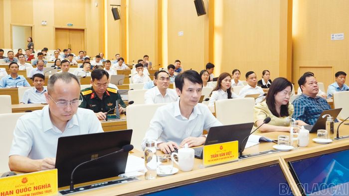 Lãnh đạo Ủy ban Kiểm tra Tỉnh ủy dự hội nghị tại điểm cầu tỉnh Lào Cai.