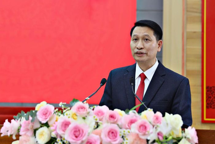 Đồng chí Bùi Huy Thành, đại diện các đồng chí được điều động, bổ nhiệm lần này phát biểu
