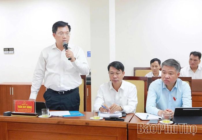 Chủ tịch UBND tỉnh Trần Duy Đông phát biểu tại phiên thảo luận tổ.