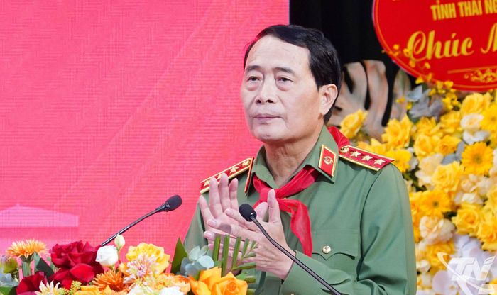 Thượng tướng Lê Quốc Hùng, Ủy viên Trung ương Đảng, Thứ trưởng Bộ Công an, phát biểu tại buổi Lễ.