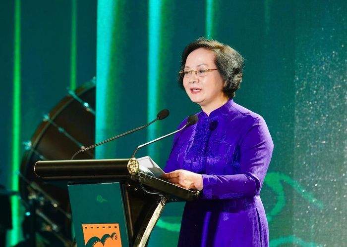 Bí thư Trung ương Đảng, Phó Thủ tướng Chính phủ Phạm Thị Thanh Trà phát biểu chỉ đạo tại lễ khai mạc. (Ảnh: Cổng thông tin điện tử thành phố Đà Nẵng).