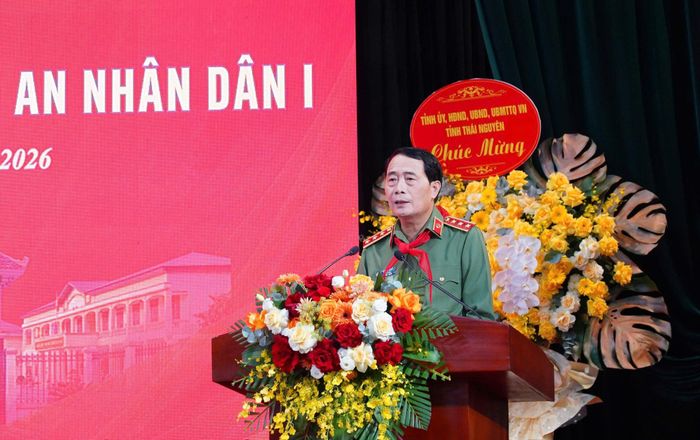 Thứ trưởng Bộ Công An, Thượng tướng Lê Quốc Hùng phát biểu tại buổi lễ