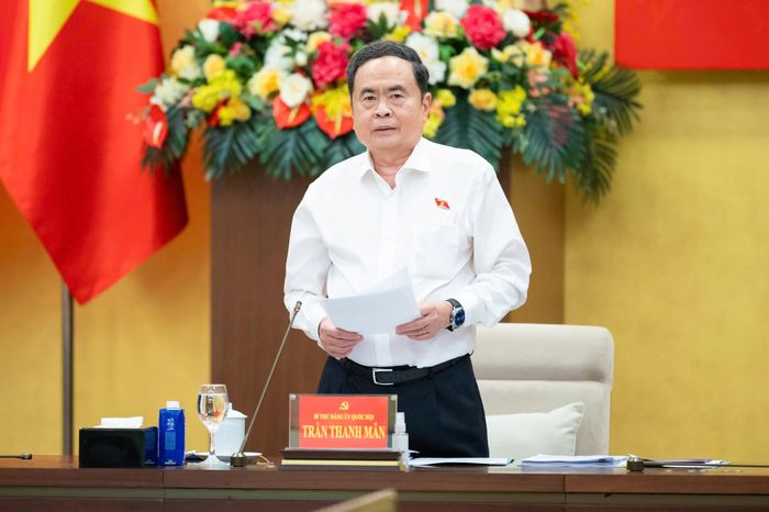 Bí thư Đảng ủy, Chủ tịch Quốc hội Trần Thanh Mẫn phát biểu tại Hội nghị. Ảnh: Phạm Thắng