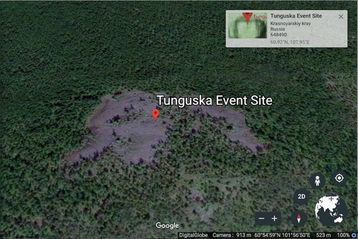 Địa điểm vụ nổ Tunguska. (Ảnh: Google Earth)