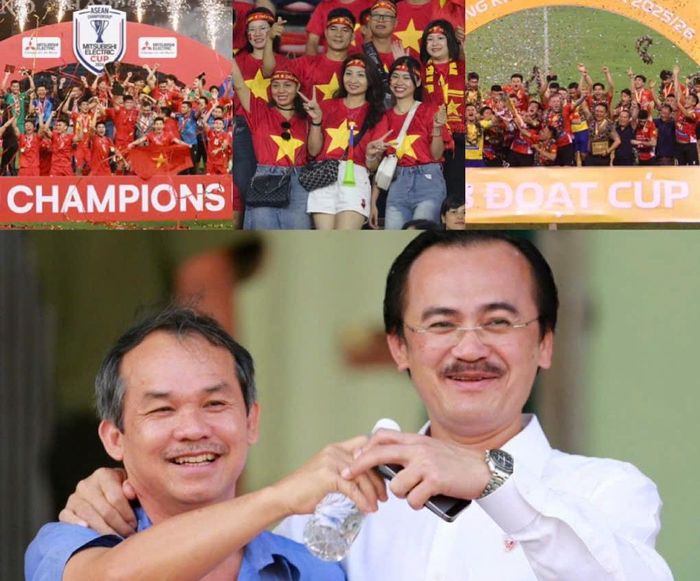  Bóng đá Việt Nam ngày càng đẹp hơn từ sân cỏ đến khán đài có nhiều sự đóng góp của các ông bầu, trong đó gồm bầu Đức và bầu Thắng. Ảnh: XUÂN HUY 