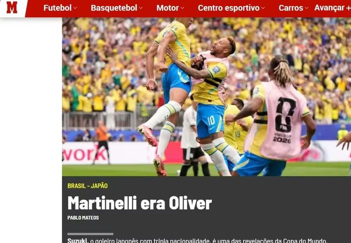  Tờ Marca của Tây Ban Nha hết lời khen ngợi bàn thắng của Martinelli giúp Brazil tiến vào vòng 1/8 World Cup 2026. 