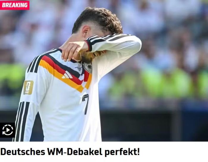  Tờ Sport1 khẳng định thảm họa của nước Đức tại World Cup đã đến, họ bị loại đầy cay đắng trước một đối thủ được đánh giá thấp hơn. 