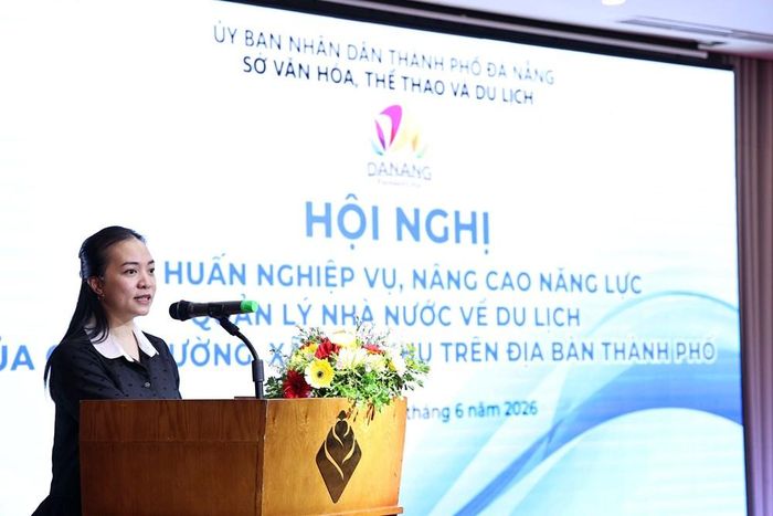 Bà Nguyễn Thị Hoài An, Phó Giám đốc Sở VHTTDL Đà Nẵng phát biểu tại Hội nghị