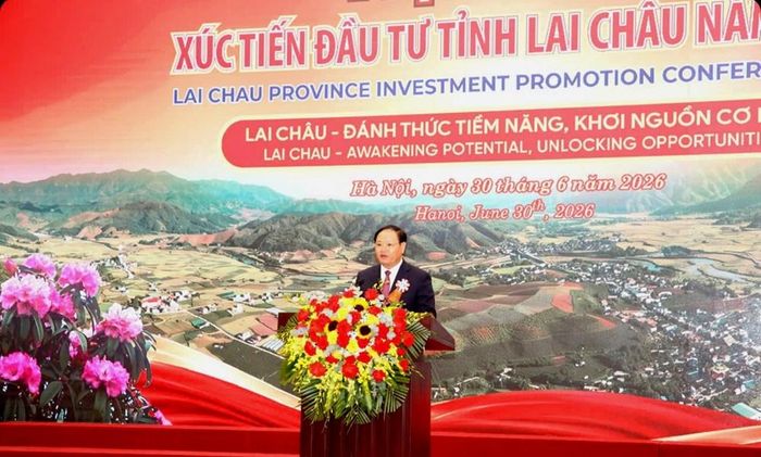 Bí thư Tỉnh ủy Lai Châu Lê Minh Ngân phát biểu tại Hội nghị