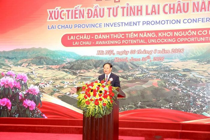 Bí thư Tỉnh ủy Lai Châu Lê Minh Ngân phát biểu tại Hội nghị