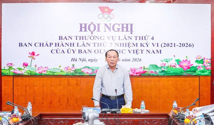 Chủ tịch Ủy ban Olympic Việt Nam Nguyễn Văn Hùng phát biểu tại hội nghị
