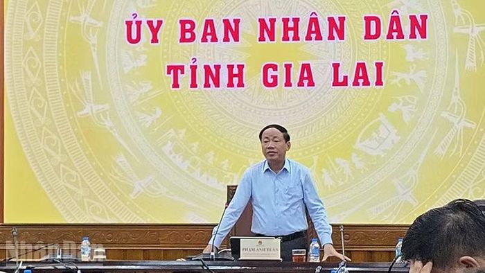 Đồng chí Phạm Anh Tuấn phát biểu chỉ đạo tại cuộc họp.