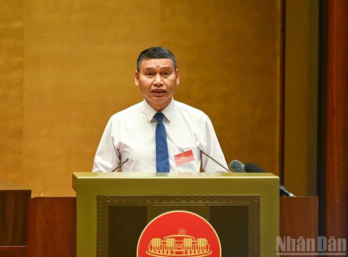 Phó Chủ tịch Thường trực Ủy ban nhân dân thành phố Đà Nẵng Hồ Kỳ Minh tham luận tại hội nghị. (Ảnh: DUY LINH)