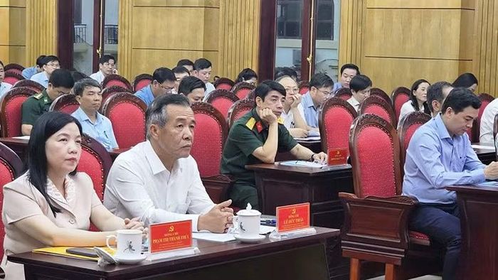 Lãnh đạo tỉnh Thanh Hóa tham dự hội nghị tại điểm cầu Tỉnh ủy Thanh Hóa.