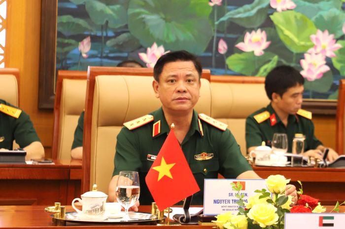  Thượng tướng Nguyễn Trường Thắng phát biểu tại hội đàm. Ảnh: TRẦN BÌNH 