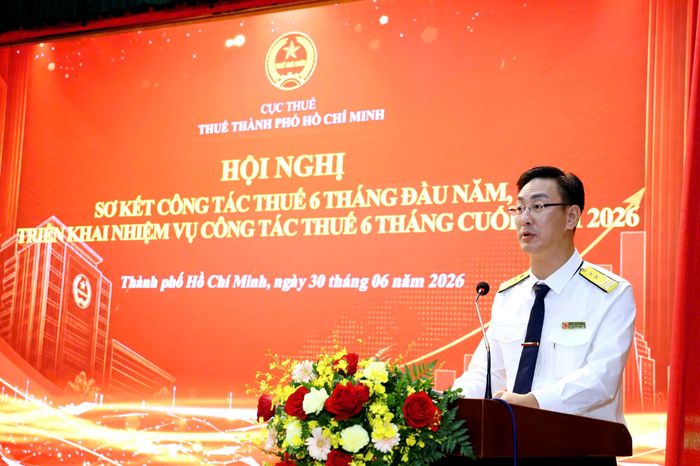  Trưởng Thuế TPHCM Đoàn Minh Dũng phát biểu tại hội nghị 