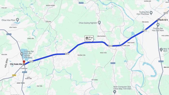Bản đồ vị trí thi công dự án. Ảnh: Google Maps.