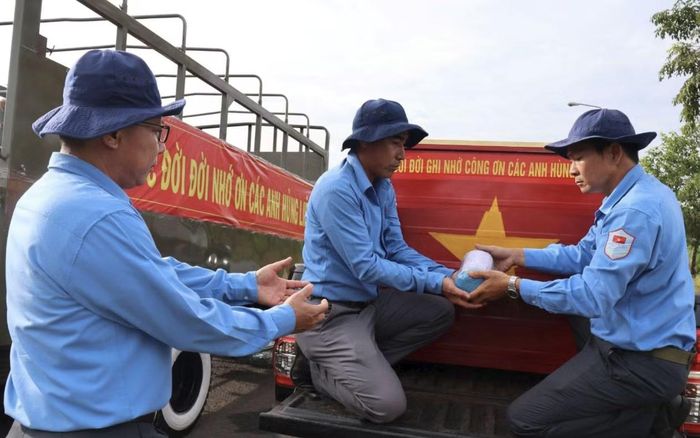 Hài cốt liệt sĩ được quàn tại Nghĩa trang Liệt sĩ Bình Phước (Ảnh: Văn Dũng)