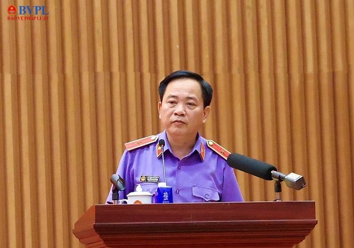  Đồng chí Nguyễn Như Hùng, Phó Bí thư chuyên trách Đảng ủy VKSND tối cao phát biểu tại Hội nghị.
