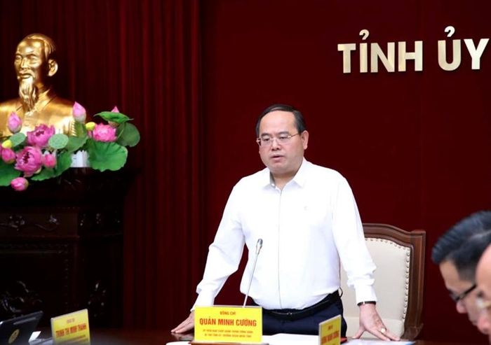 Đồng chí Quản Minh Cường, Ủy viên Trung ương Đảng, Bí thư Tỉnh ủy kết luận buổi làm việc.