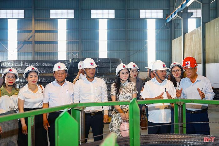  Đoàn công tác Hiệp hội Doanh nghiệp tỉnh tham quan nhà máy của Công ty TNHH Sản xuất cấu kiện công nghệ cao Viết Hải. 