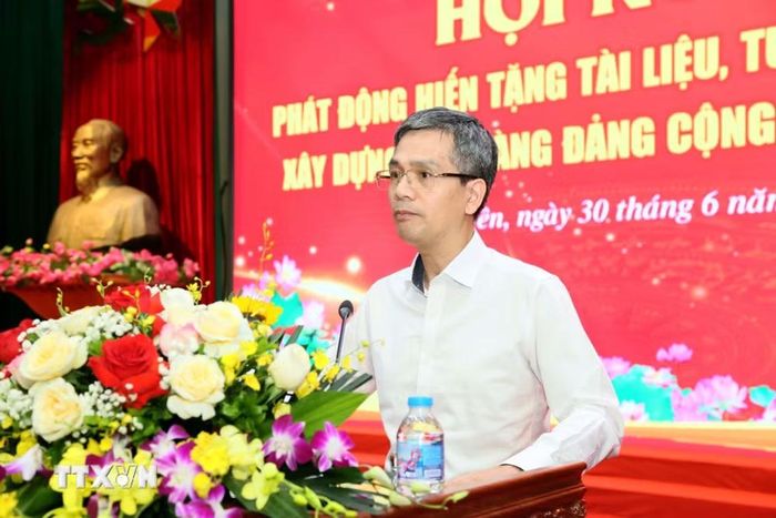 Phó Chánh Văn phòng Trung ương Đảng Võ Thành Hưng phát biểu tại Hội nghị. (Ảnh: Đinh Văn Nhiều/TTXVN)