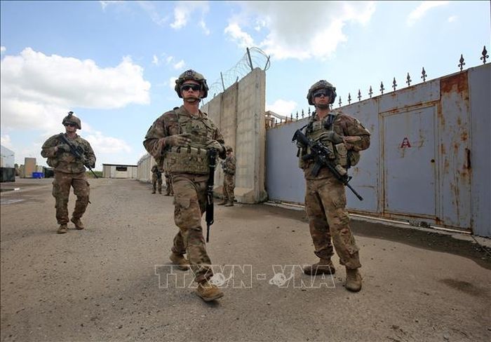 Binh sĩ Mỹ gác tại căn cứ không quân K1 ở Kirkuk, Iraq. Ảnh: AFP/TTXVN (Ảnh không được phép sử dụng, chia sẻ bởi bên thứ ba)
