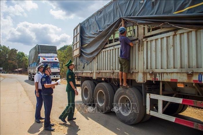 Các lực lượng chức năng tỉnh Tây Ninh tăng cường kiểm tra, kiểm soát phương tiện vận chuyển hàng hóa qua khu vực cửa khẩu nhằm ngăn chặn buôn lậu và gian lận thương mại.